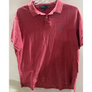 Polo by Ralph Lauren Polo Shirt Men 2XL Burgundy Cotton Custom Fit High Low Slit